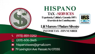 Hispano Tax Services business card